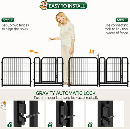 Dog Playpen Outdoor, 24 Inch 16 Panels Dog Pen Indoor Heavy Duty Puppy Exercise Pen Metal Pet Fence for RV Camping/Yard/Garden