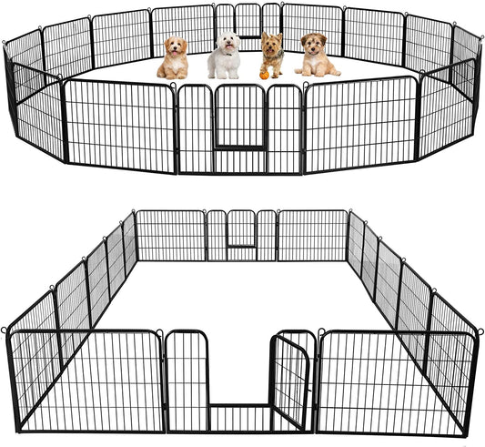Dog Playpen Outdoor, 24 Inch 16 Panels Dog Pen Indoor Heavy Duty Puppy Exercise Pen Metal Pet Fence for RV Camping/Yard/Garden